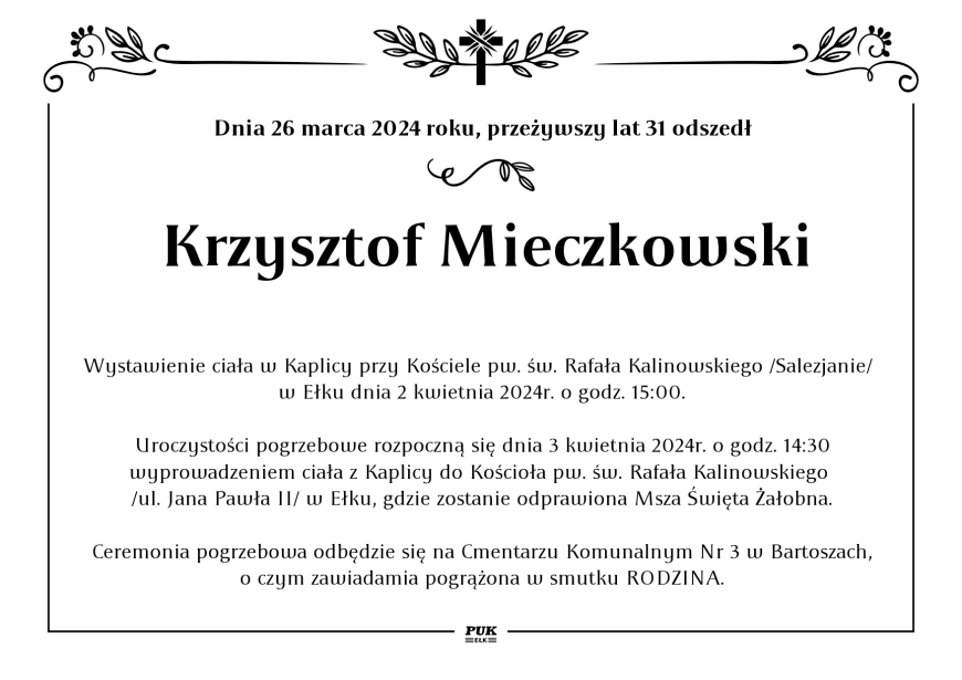 Krzysztof Mieczkowski - nekrolog